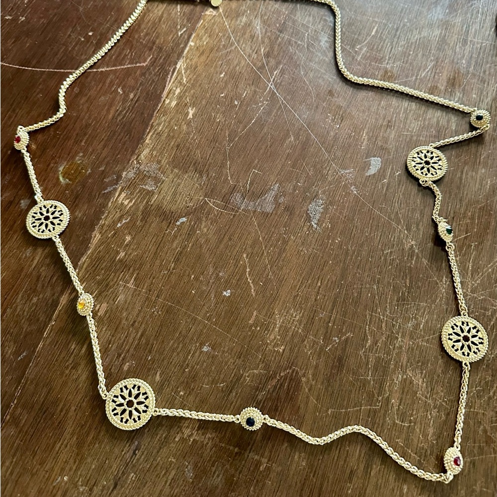 Elegant Gold Necklace with Colorful Accents
